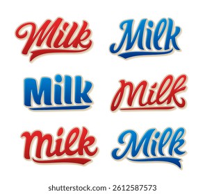 Vector milk hand lettering. Word milk for label and packaging design