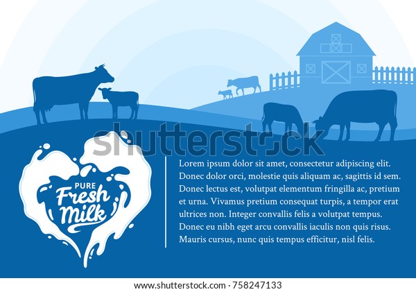 Vector Milk Illustration Splash Rural Landscape Stock Vector (Royalty ...