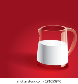 vector milk jar on a red background