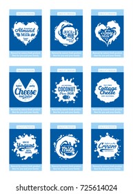 Vector milk product cards