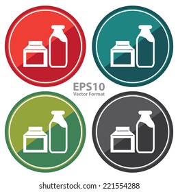 Vector : Milk Sign on Circle Icon, Button, Label Isolated on White 