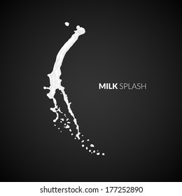 Vector milk splash, isolated on black background