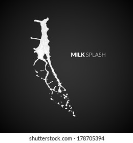 Vector milk splash, isolated on black background