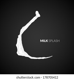Vector milk splash, isolated on black background