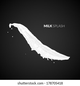 Vector milk splash, isolated on black background