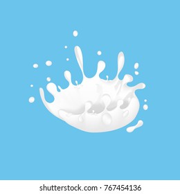 Vector of milk splash. Splash of milk on blue background.