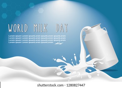 vector of milk splash on milk tank created with white smooth wave of milky , world milk day concept