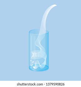 Vector milk splash pour in glass. Vector isolated transparent illustration. Dairy product, yogurt, cream, kefir, protein cocktail. Healthy vitamin food, breakfast, diet and nutrition.