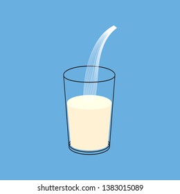 Vector milk splash pour in glass. Vector isolated transparent illustration. Dairy product, yogurt, cream, kefir, protein cocktail. Healthy vitamin food, breakfast, diet and nutrition.