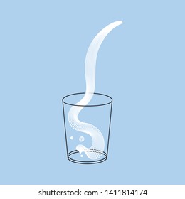 Vector milk splash pour in glass. Vector isolated transparent illustration. Dairy product, yogurt, cream, kefir, protein cocktail. Healthy vitamin food, breakfast, diet and nutrition.