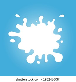 Vector Milk Splash with Ripples and Drops. Vector Design Element. Isolated Illustration on blue background. Isolated Liquid splash. Can be used also as text template.