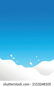 Plantilla de salpicadura de leche vectorial en fondo azul. Afiche moderno con leche fresca con salpicaduras. Ilustración vectorial de estilo minimalista plano. 1 de junio, Tarjeta del Día Mundial de la Leche o Plantilla de Banner. Vacío para el diseño.