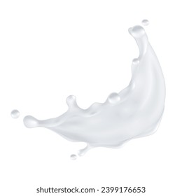 Vector milk splashes realistic composition with isolated image of spluttering white liquid on blank background.