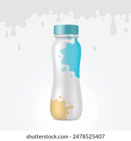 Vector Milk, Yogurt Bottle Packaging Mockup.