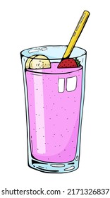 Vektor-Milchshake mit Erdbeeren und Bananen