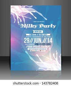Vector Milky Party Flyer, Magazine Cover & Poster Template