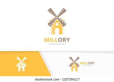 Vector mill logo combination. Farm symbol or icon. Unique windmill logotype design template.