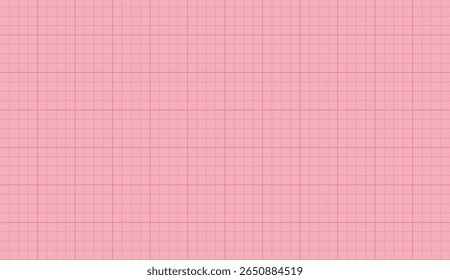 Papel milimétrico vetorial para gráficos, quadrícula técnica, padrão geométrico. Textura de grade em branco quadriculada na cor rosa