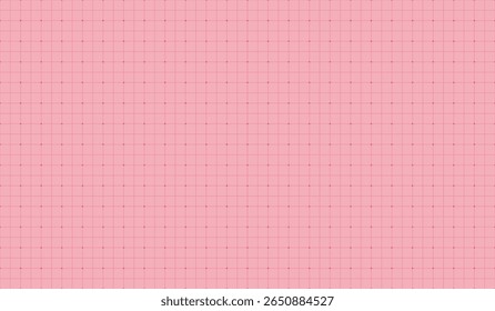 Vector millimeter graph paper, technical grid, geometric pattern. Blank squared grid texture in pink color