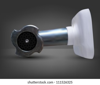 Vector mincer icon on gray background. Eps10. Gradient mesh