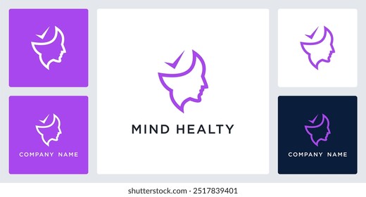 Vector de la mente icono saludable y Plantilla de diseño de logotipo