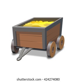 Vector Mine Cart Full Of Gold.