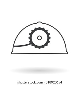 Vector mine helmet with a lamp over white. Element for your design, safety posters and other industrial projects.