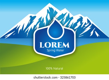 Vector Mineral Bottled Spring water logo design Label template