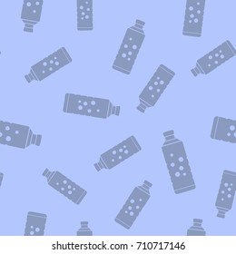 Vector Mineral Water Bottle Seamless Pattern on Blue Background