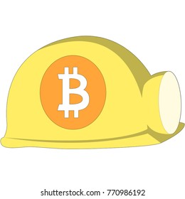 vector miners helmet with bitcoin symbol