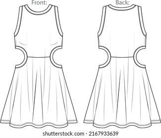 Vector Mini Flare Dress Technical Drawing Stock Vector (Royalty Free ...