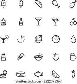 Vector mini food icons with transparent background