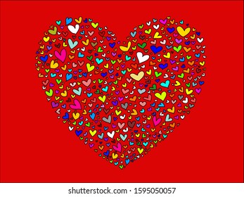 vector of mini hearts on the red scene.background for love.valentine day concept.