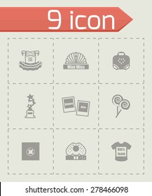 Vector Mini Miss icon set on grey background