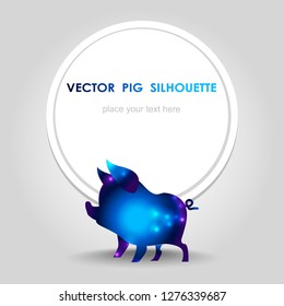 
Vector mini pig silhouette: abstract editable illustration with luminescent effect