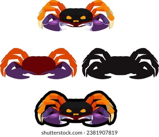 vector mini set hallowen crab