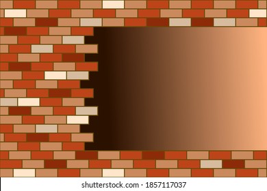 Vector Minimal abstract brick wall colorful gradient dark background. Colorful brick wall  pattern. Classic brick wall