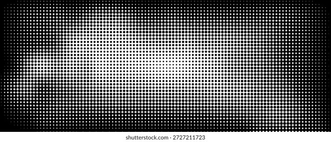 Vector minimal abstract halftone pattern. Black and white dots fading clean modern texture.