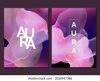 Vector Minimal Abstract Smoke or Aura Effect Background, Card, Book Cover or Poster Template in Violet, Pink and Blue Colors.