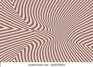 Vector Minimal abstract wavy line colorful gradient dark background. Colorful wavy lines pattern. Opart stripes. Modern waves, geometric line stripes 
