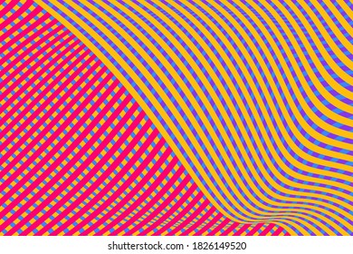 Vector Color mínimo abstracto de la línea ondulada gradiente colorido fondo oscuro. Patrón de líneas onduladas coloridas. Bandas de Opart. Ondas modernas, rayas geométricas 