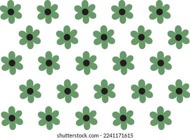 Vector minimal abstract white background with green floral paper tile pattern.