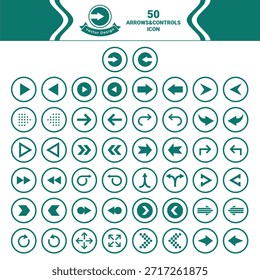 Vector minimal arrows and controls iconset
