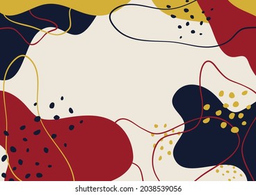 Vector minimal background with organic abstract shapes and space for your text in red, yellow and blue.
