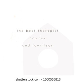 Vector minimal background with a pet house. Vector hand drawn object with texture and text. For pet sitters, groomers, veterinarians, pet shops owners.