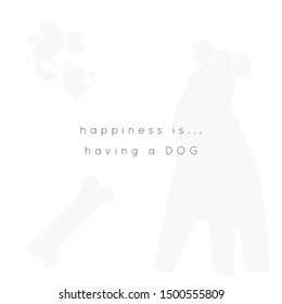 Vector minimal background for a pet related topic. Vector hand drawn objects. A dog, a bone and a paw print. For pets related businesses. For pet sitters, groomers, veterinarians, pet shops owners.