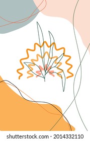  tarjeta vectorial mínima con formas geométricas y hojas y arco iris. Plantillas abstractas de post de moda para medios sociales. Ilustración vectorial en estilo plano.
