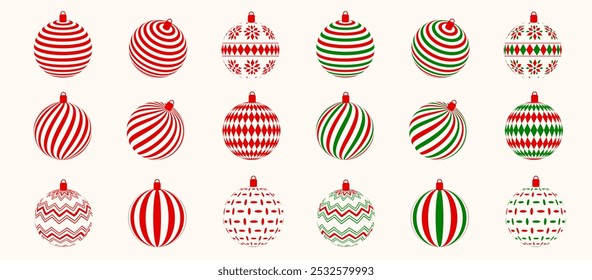 Bola de Navidad mínima de Vector decorativa para árboles de Navidad, año nuevo y concepto de Navidad