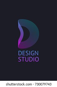 Vector minimal concept for abstract logo icon letter D. Digital Logo Design Template