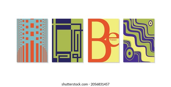 Vector minimal cover design. Colorful with unusual patterns. Future chaotic geometric shapes.
